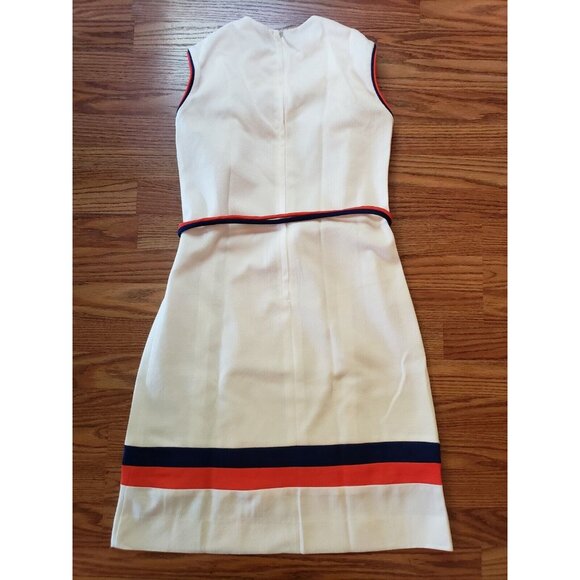 60s Belted Knit Dress Sz 10 Sleeveless Hob Nobber Stewardess Vintage Mod Sheath - Picture 9 of 11